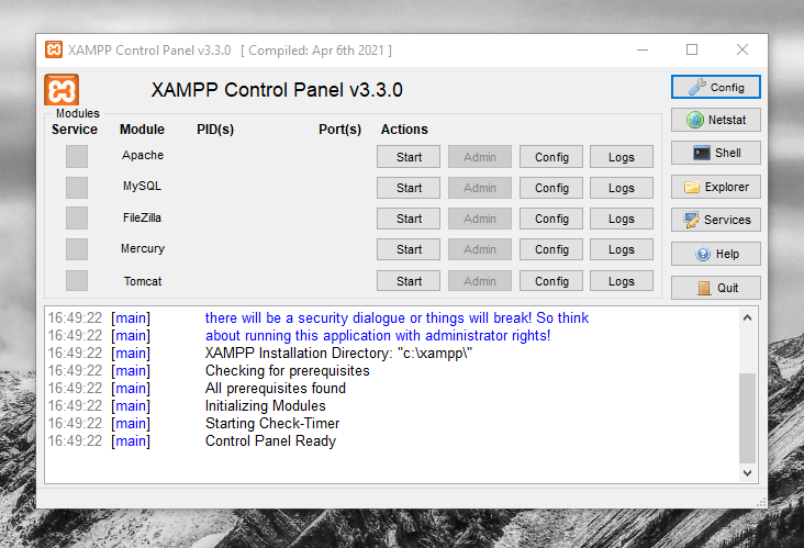 xampp control panel terbaru