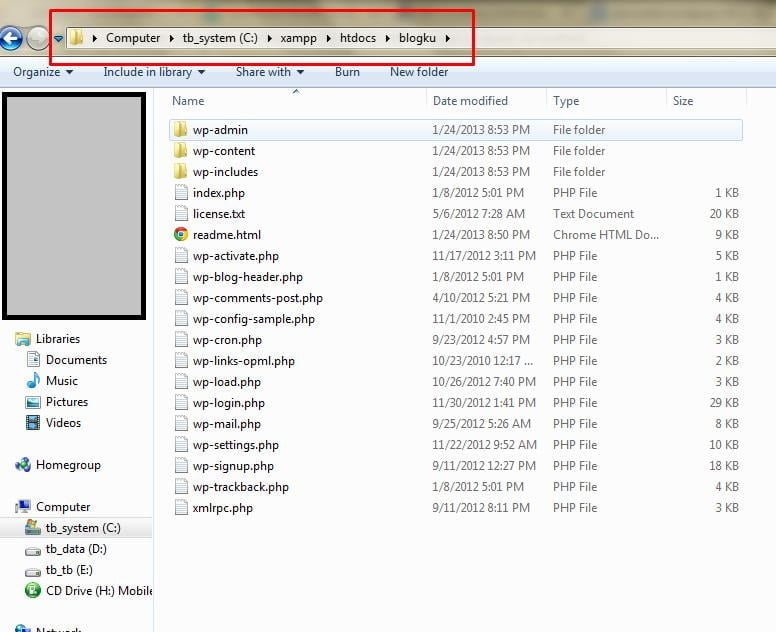 Install WordPress di Localhost Menggunakan XAMPP 3 instal wordpress di localhost, folder htdocs xampp, xampp