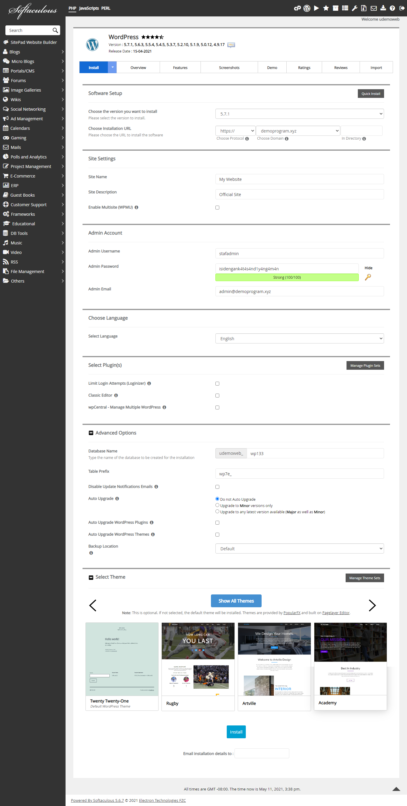 cara install wordpress di hosting menggunakan softaculous